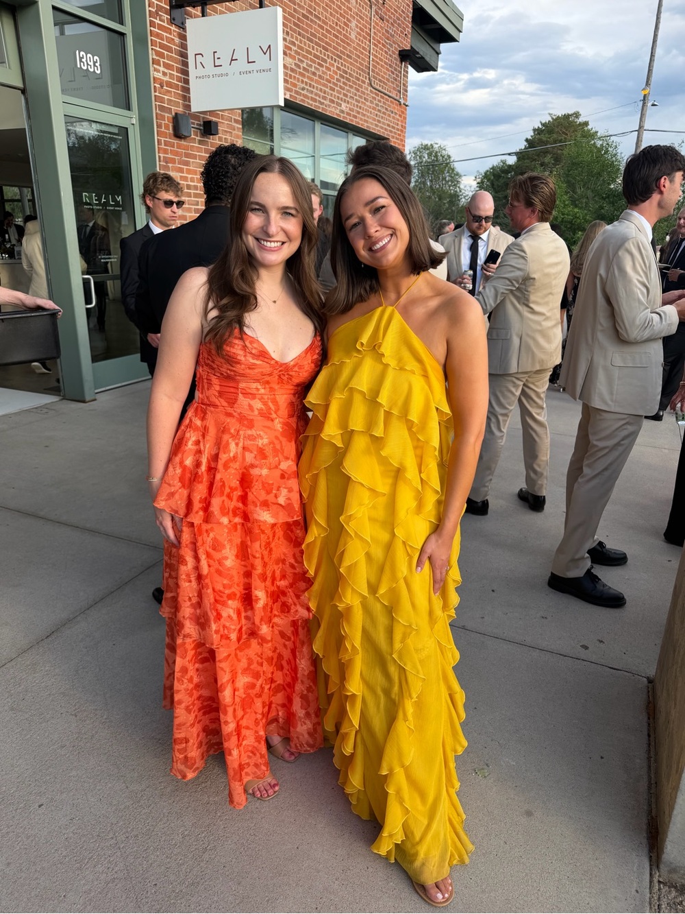 Ronny Kobo Collection Yellow Ruffle Halter Maxi Dress